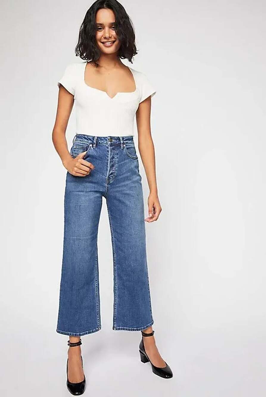 Free People Wales Cropped Wide-Leg Jeans Size 31